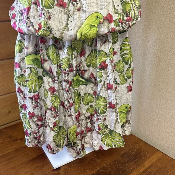 Sinesia Karol XS Silk Romper lined pockets Parrakeet Floral print Tropical - Picture 8 of 16